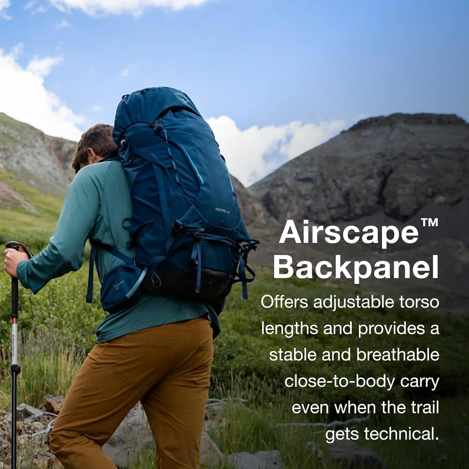 Osprey Kestrel 38L Men's Backpacking Backpack, Bonsai Green, L/XL