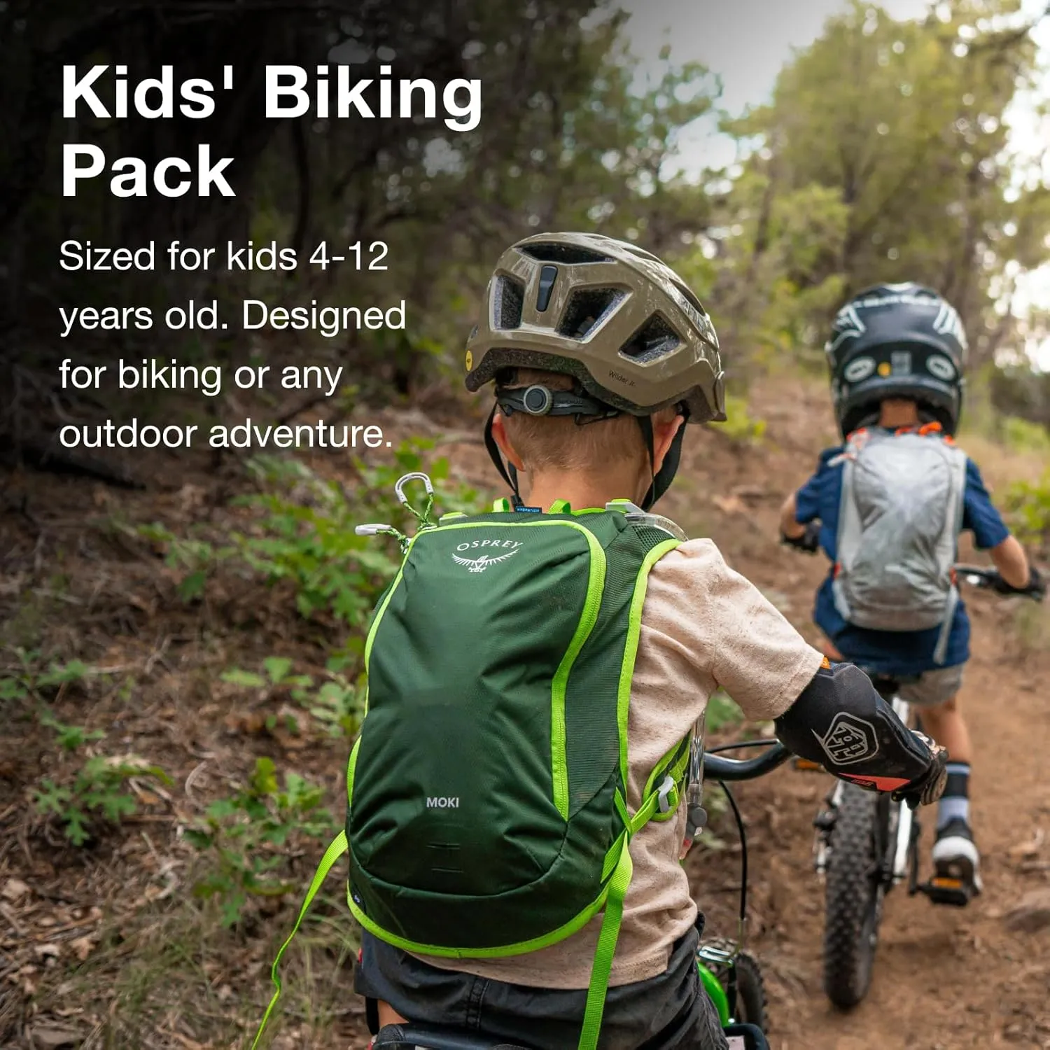 Osprey Moki 3L Kids' Biking Backpack with Hydraulics Reservoir, Hungry Dino Print