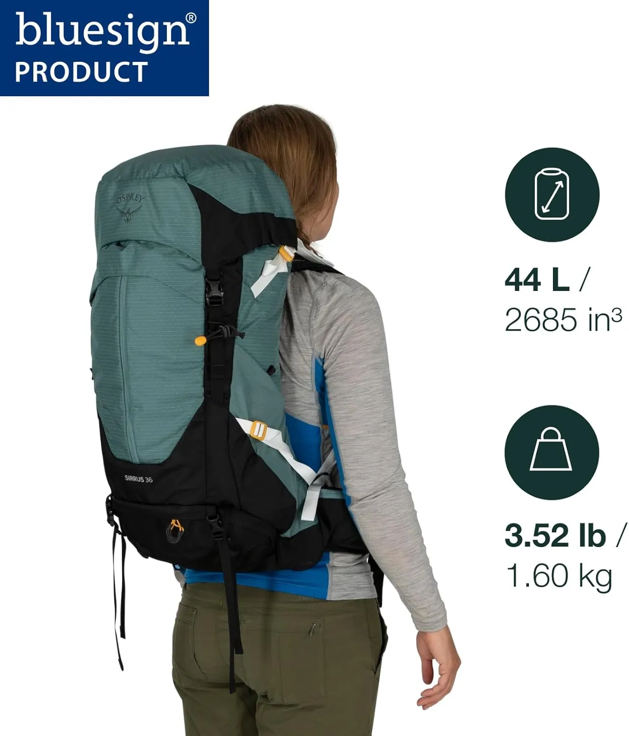Osprey Sirrus 44L Women's Hiking Backpack, Tunnel Vision Grey