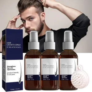 Ouhoe Healthy Hair Growth Spray for Men, 3Pack - Natural Ingredients for Deep Penetration, Stronger Roots, Revitalizes All Hair Types, Complete Package with Hair Massage Tool