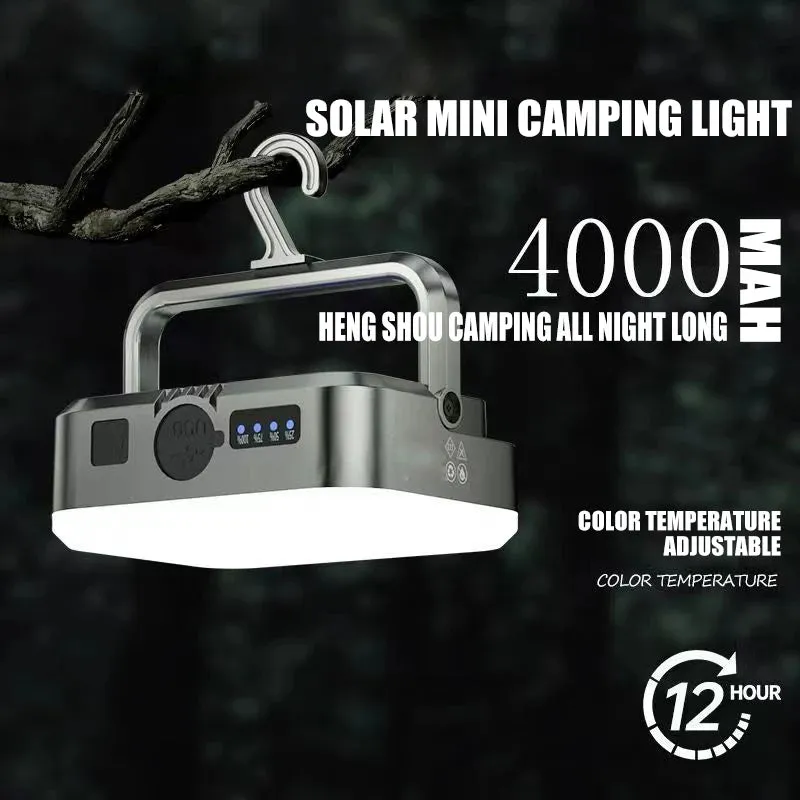 Outdoor Camping Light Solar Charger 4000mAh Power Bank with Intelligent Display & Hanging Design