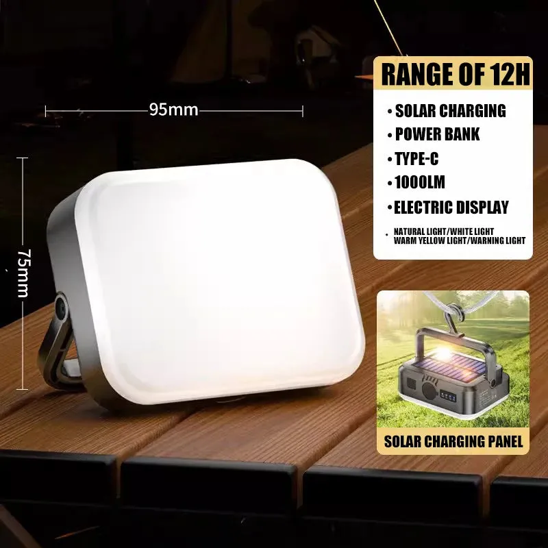 Outdoor Camping Light Solar Charger 4000mAh Power Bank with Intelligent Display & Hanging Design