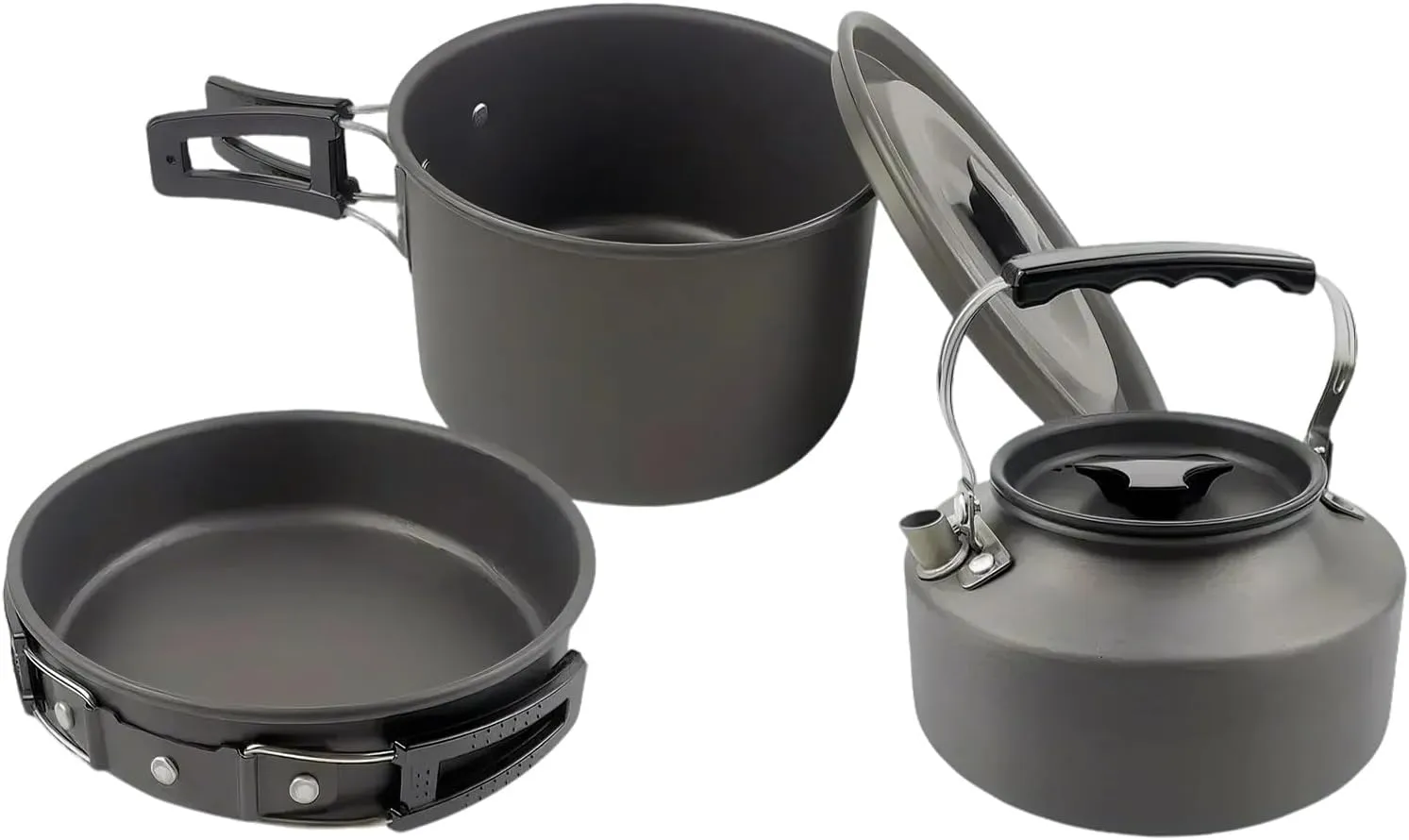 Outdoor Cooking Utensils Teapot Set Pot Set, 2-3 People Camping Pot Set Portable Camping Tableware Equipment, Frying Pan and Cooking Pot All-in-one Outdoor Set