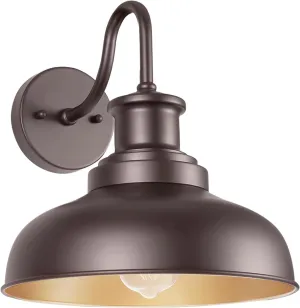 Outdoor Gooseneck Barn Light Outdoor Wall Sconce Farmhouse Exterior Wall Mount Light Vintage Wall Lighting Fixture Industrial Bronze Lantern for Porch, Entryway, Garage, 1 Pack, RZ007 ORB