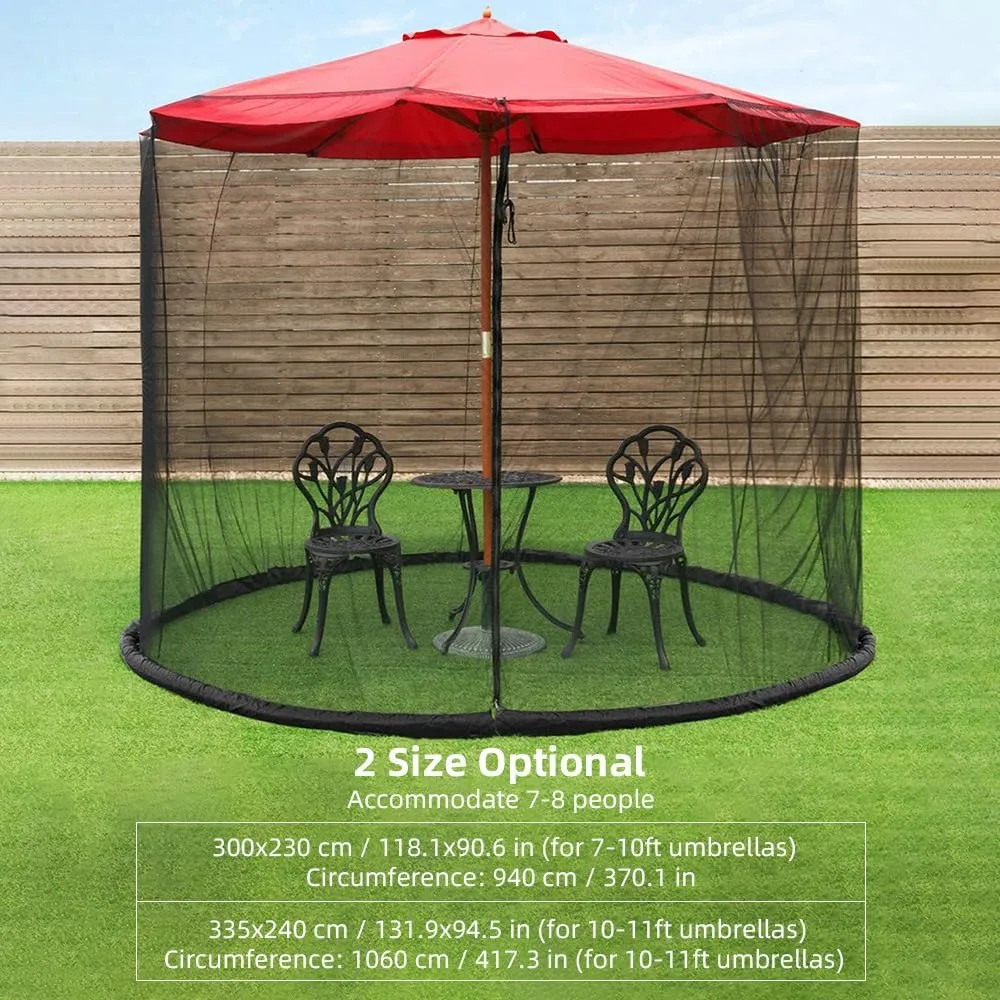 Outdoor Patio Umbrella Screen Mosquito Netting for Patio Porch - Water Pipe Mosquito Net for 7-11ft Umbrellas Patio Umbrella Mosquito Net Fit for 7-9 People