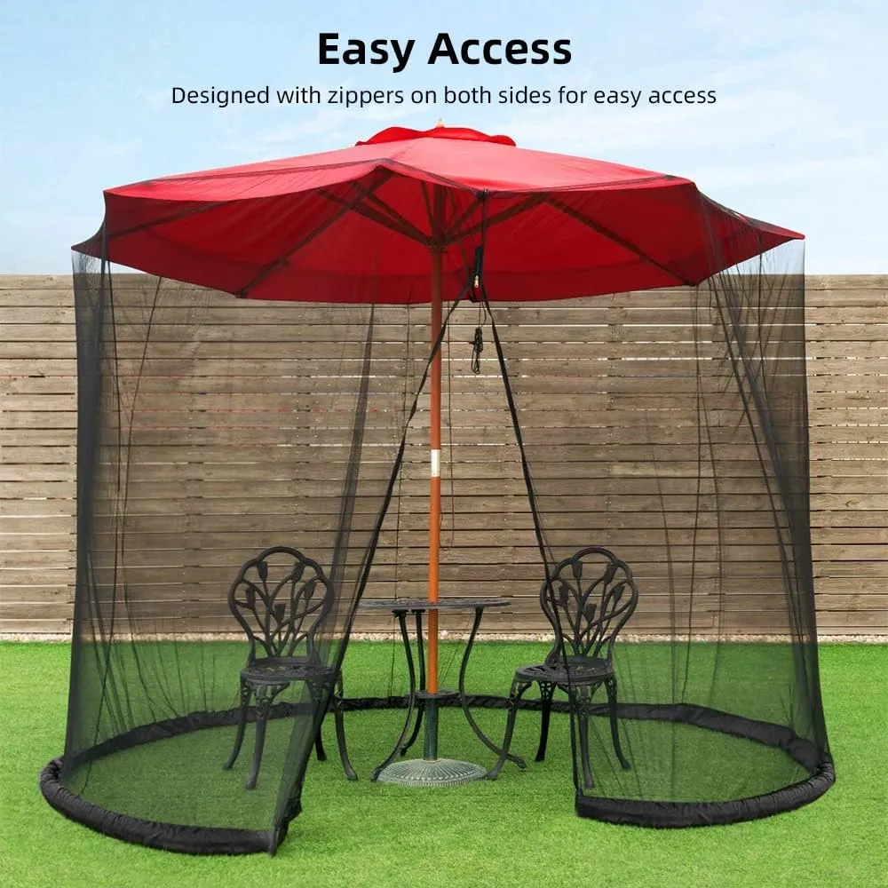 Outdoor Patio Umbrella Screen Mosquito Netting for Patio Porch - Water Pipe Mosquito Net for 7-11ft Umbrellas Patio Umbrella Mosquito Net Fit for 7-9 People