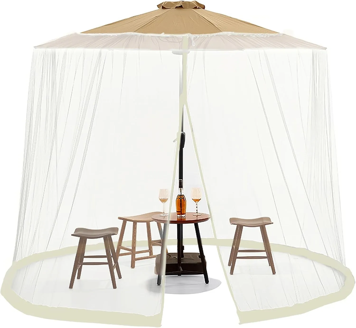 Outdoor Patio Umbrella Screen Mosquito Netting for Patio Porch - Water Pipe Mosquito Net for 7-11ft Umbrellas Patio Umbrella Mosquito Net Fit for 7-9 People