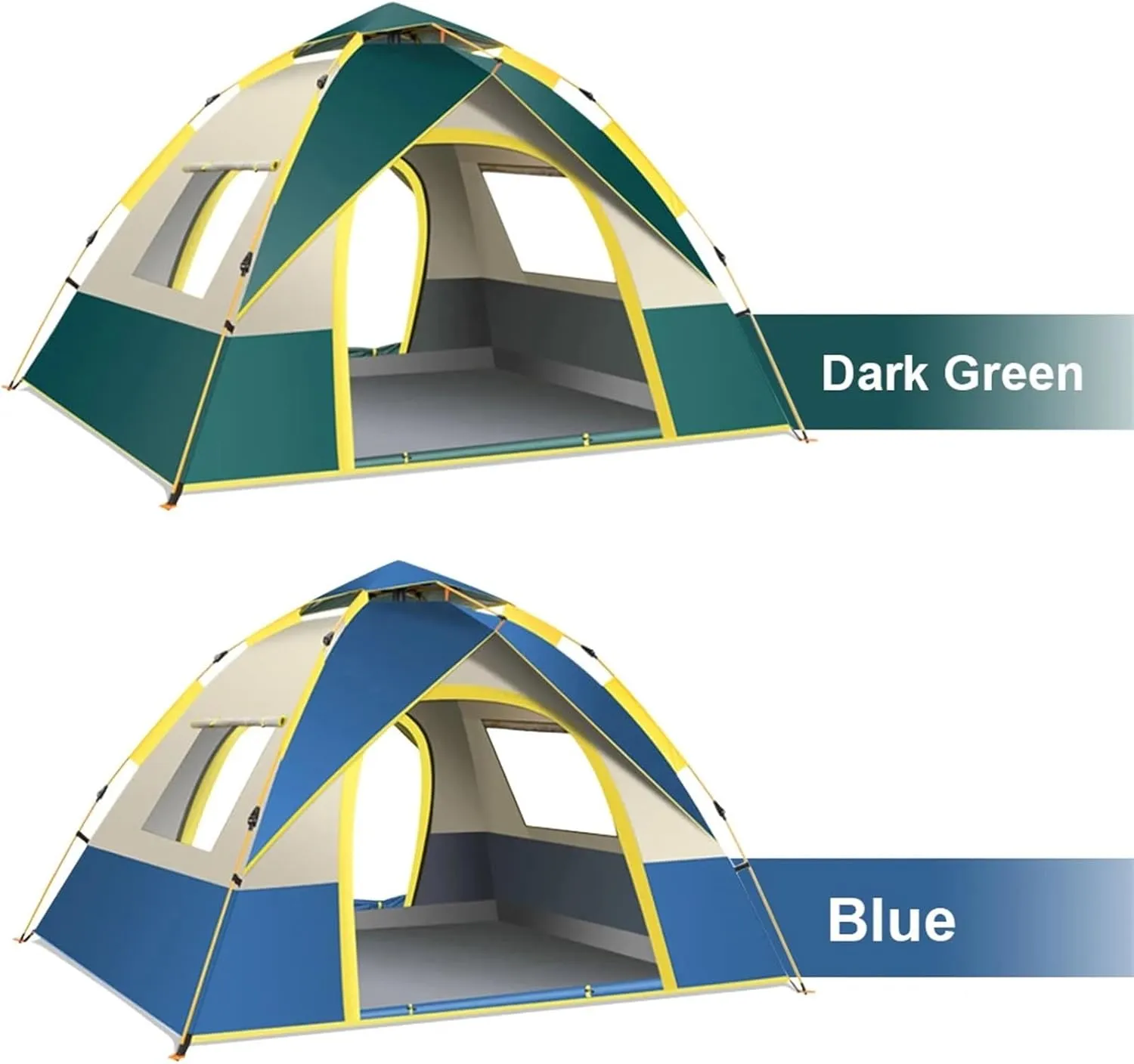 Outdoor Pop Up Tent Double Layer Strength Fiberglass Pole Waterproof Windproof Camping Tent Compatible with 1-4 Person Hiking Fishing Beach (Blue for 1 2 Person One Size)