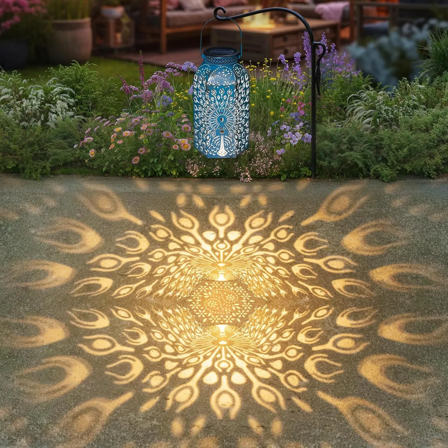 Outdoor Solar Lanterns Waterproof Peacock Garden Gifts Women Mom, Big Solar Lights, Garden Decor, Yard Art, Outside, Patio Ornaments, Birthday, Mothers' Day Birthday Gifts (2Pack, Blue Gold