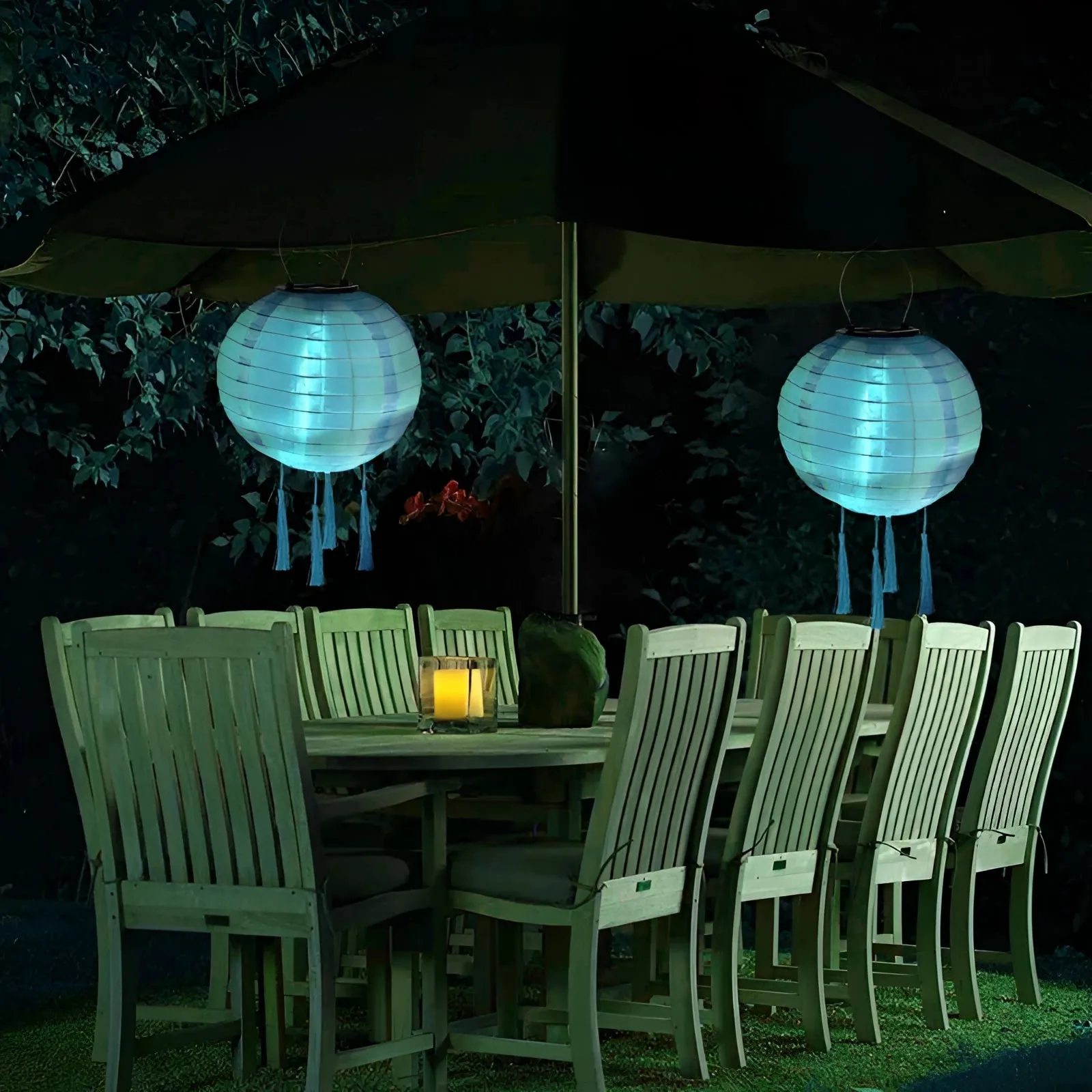 Outdoor Solar LED Hanging Lantern - Orange, Eco-Friendly, Weather-Resistant