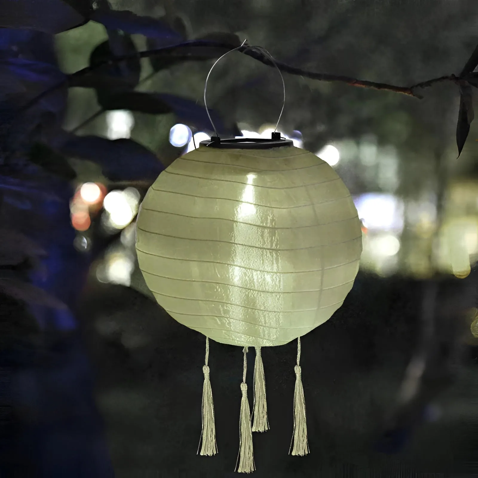 Outdoor Solar LED Hanging Lantern - Orange, Eco-Friendly, Weather-Resistant