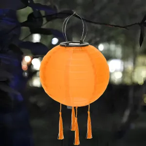 Outdoor Solar LED Hanging Lantern - Orange, Eco-Friendly, Weather-Resistant