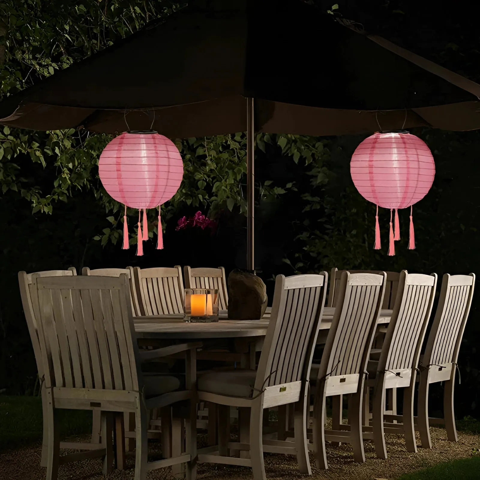 Outdoor Solar LED Hanging Lantern - Orange, Eco-Friendly, Weather-Resistant