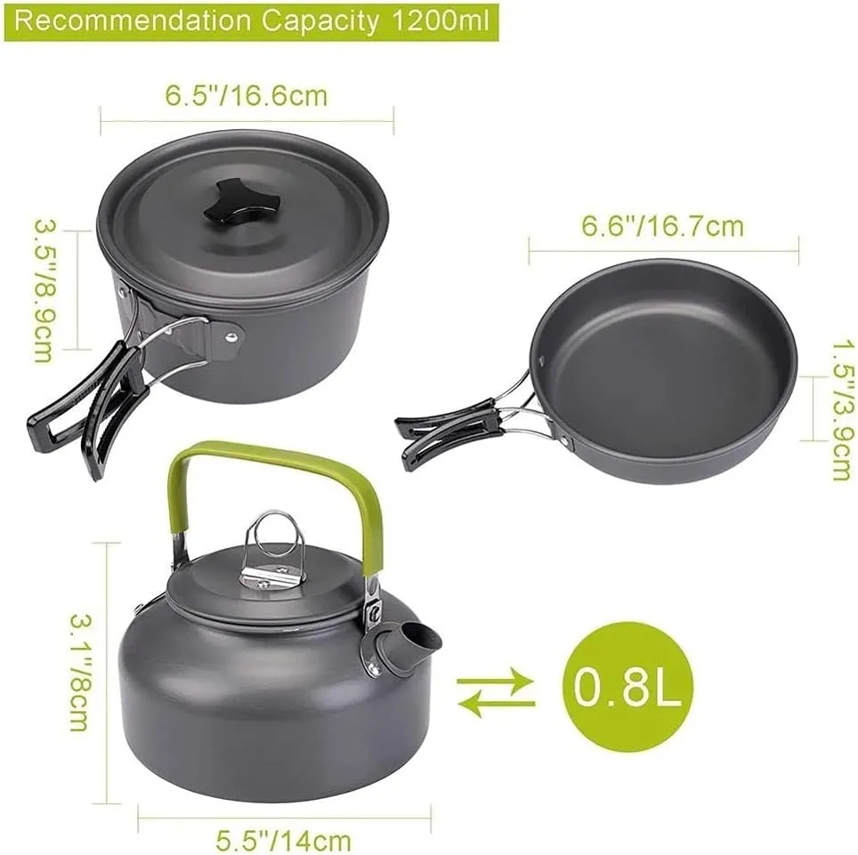 Outdoor Tableware Skillful Manufacture Outdoor Camping Hiking Cookware Cooking Camping Kettle Kits (Color : A)