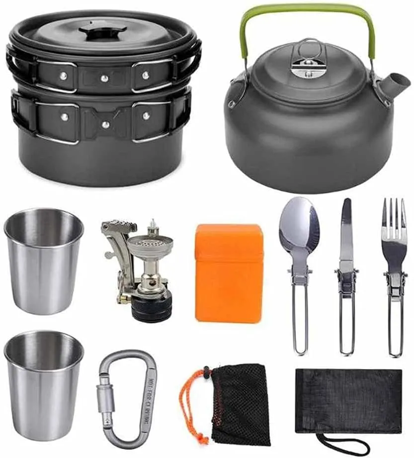 Outdoor Tableware Skillful Manufacture Outdoor Camping Hiking Cookware Cooking Camping Kettle Kits (Color : A)
