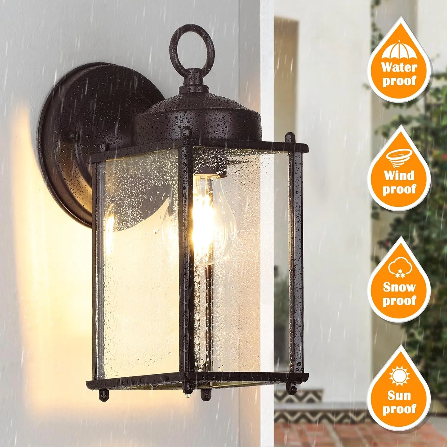 Outdoor Wall Lantern, Exterior Waterproof Wall Sconce Light Fixtures, Dark Chocolate Front Door Lighting, Anti-Rust Porch Lamp, 2 Pack
