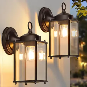 Outdoor Wall Lantern, Exterior Waterproof Wall Sconce Light Fixtures, Dark Chocolate Front Door Lighting, Anti-Rust Porch Lamp, 2 Pack
