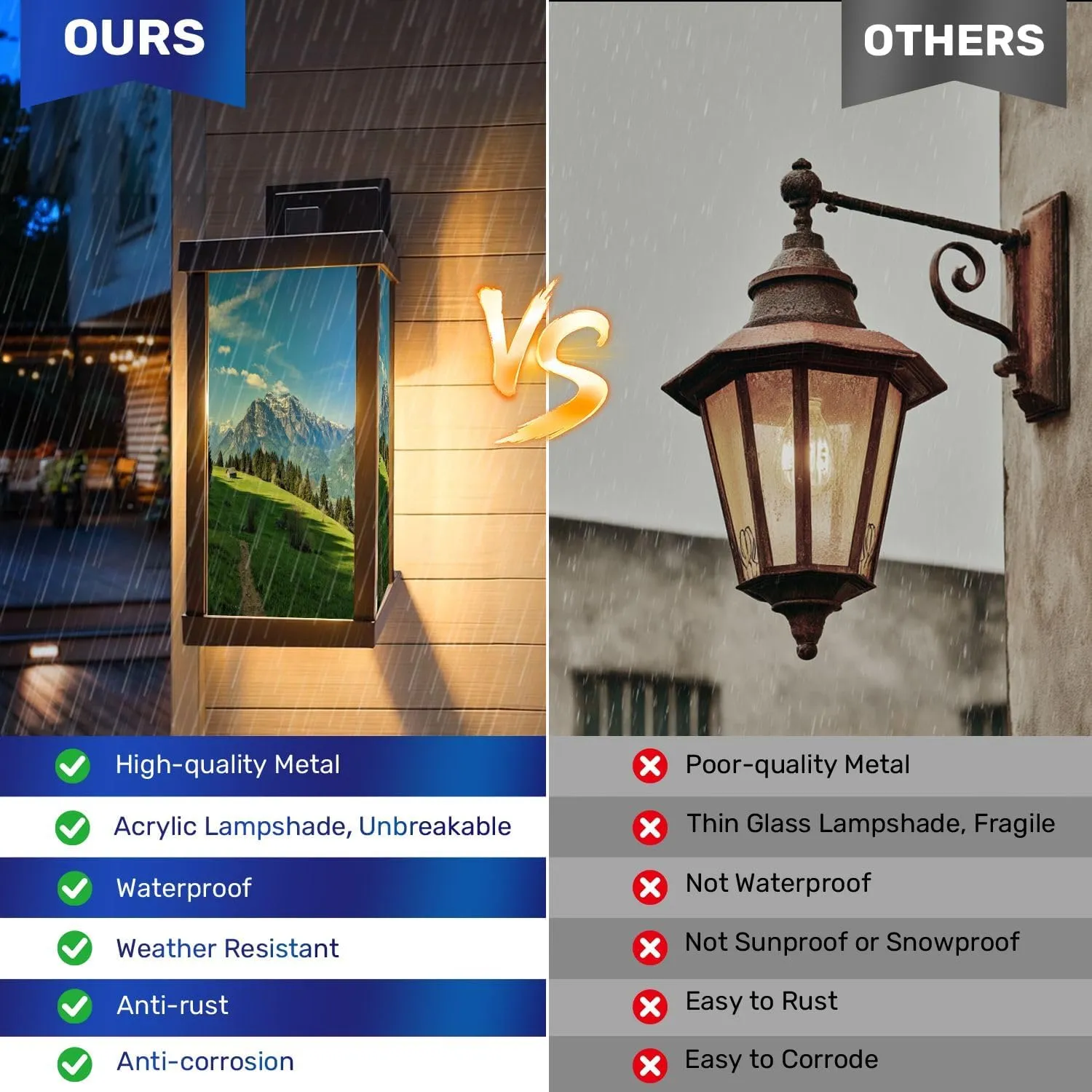 Outdoor Wall Light Fixtures Fantastic morning mood mountains glarus Sun alp View an alpine hut Exterior Waterproof Wall Sconce Lantern with Acrylic Shades Anti-Rust Lamp for Patio Doorway Garage