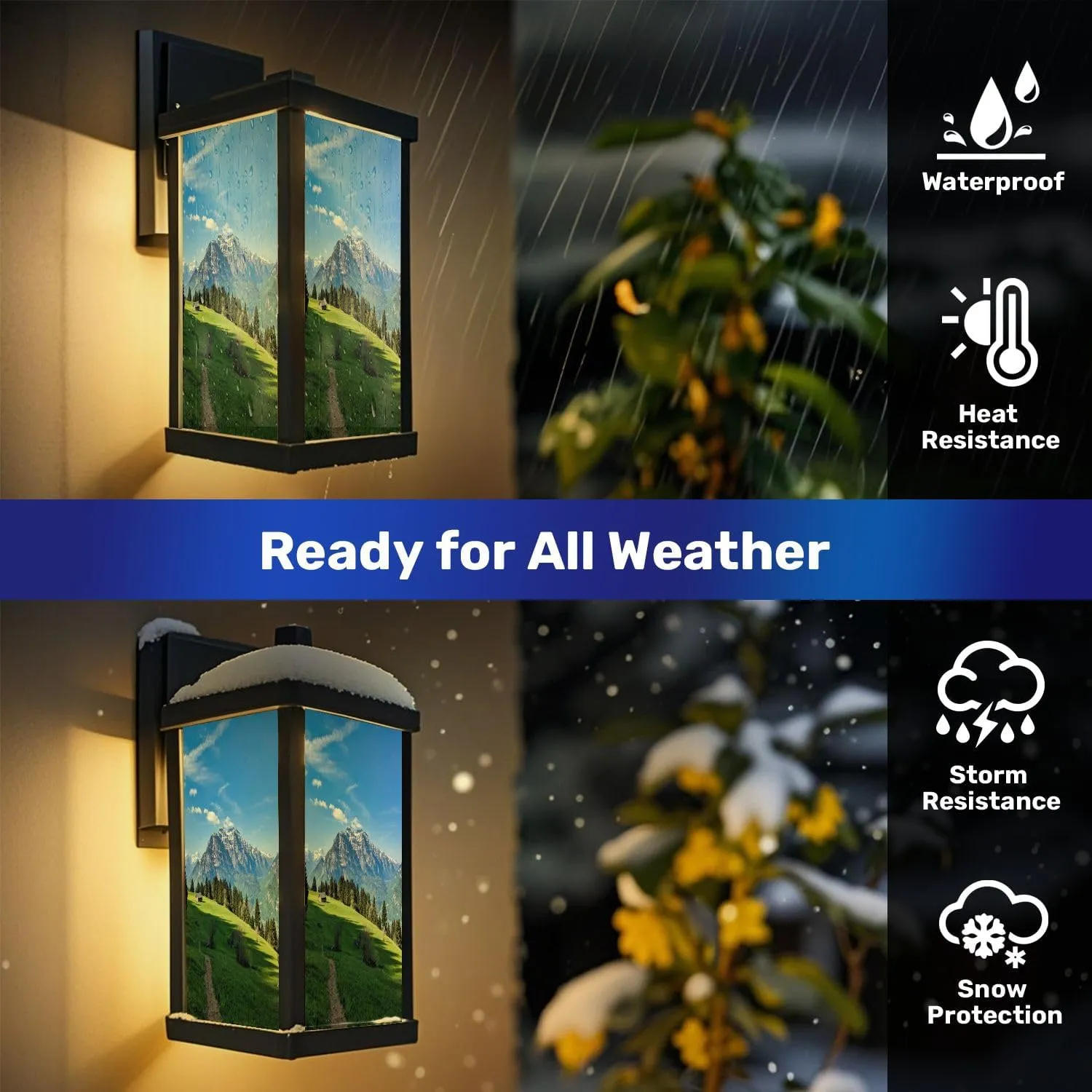 Outdoor Wall Light Fixtures Fantastic morning mood mountains glarus Sun alp View an alpine hut Exterior Waterproof Wall Sconce Lantern with Acrylic Shades Anti-Rust Lamp for Patio Doorway Garage