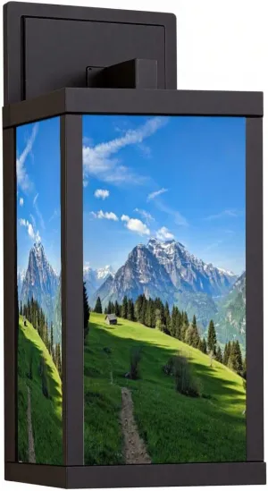 Outdoor Wall Light Fixtures Fantastic morning mood mountains glarus Sun alp View an alpine hut Exterior Waterproof Wall Sconce Lantern with Acrylic Shades Anti-Rust Lamp for Patio Doorway Garage