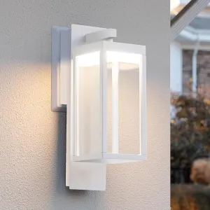 Outdoor Wall Sconce Light LED Wall Mount Lantern Waterproof Exterior Wall Light Fixtures with Clear Glass Shade, Aluminum Matte White Wall Lamps for Porch Entryway Doorway Front Door