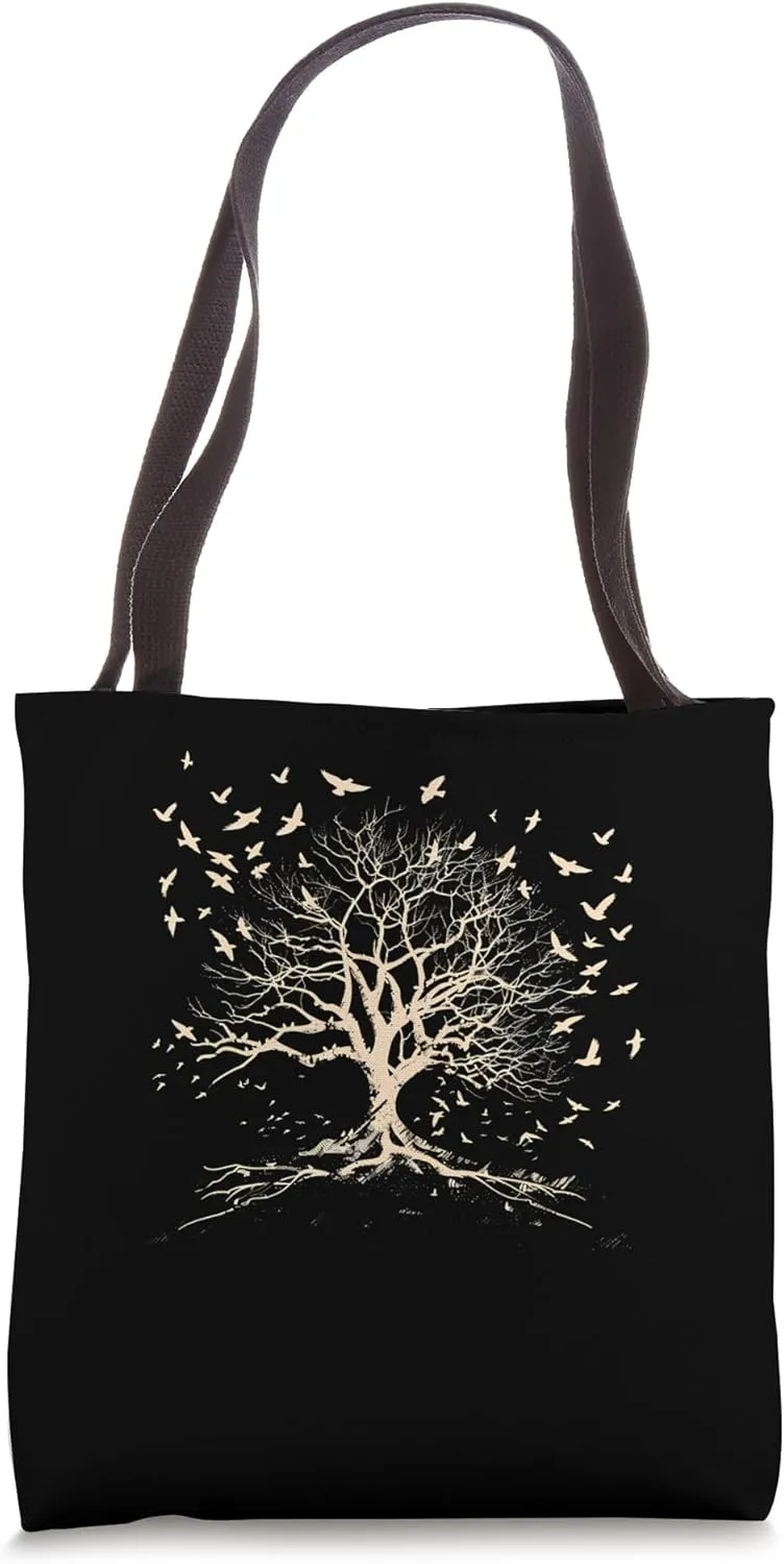 Outdoor Wildlife Forest Nature Flock Of Birds Tree Forest Tote Bag