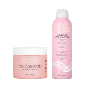 Pacifica Vegan Collagen Body Butter & Milk Spray Set – Hydrating Body Care Duo, Intense Moisture Recovery Butter   Fast-Absorbing Collagen Body Milk, Softens & Firms Dry Skin, Vegan