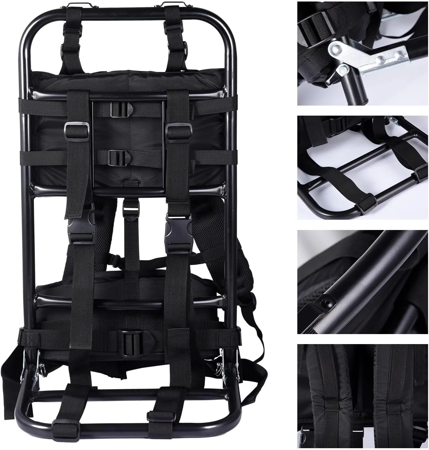 Pack Frame with Attachments - External Aluminum Frame Hiking Backpacks, rip-stop Nylon Fabric, Supports up to 132 lbs, Lightweight, portable and adjustable, for Camping, Hiking, Hunting (Black)
