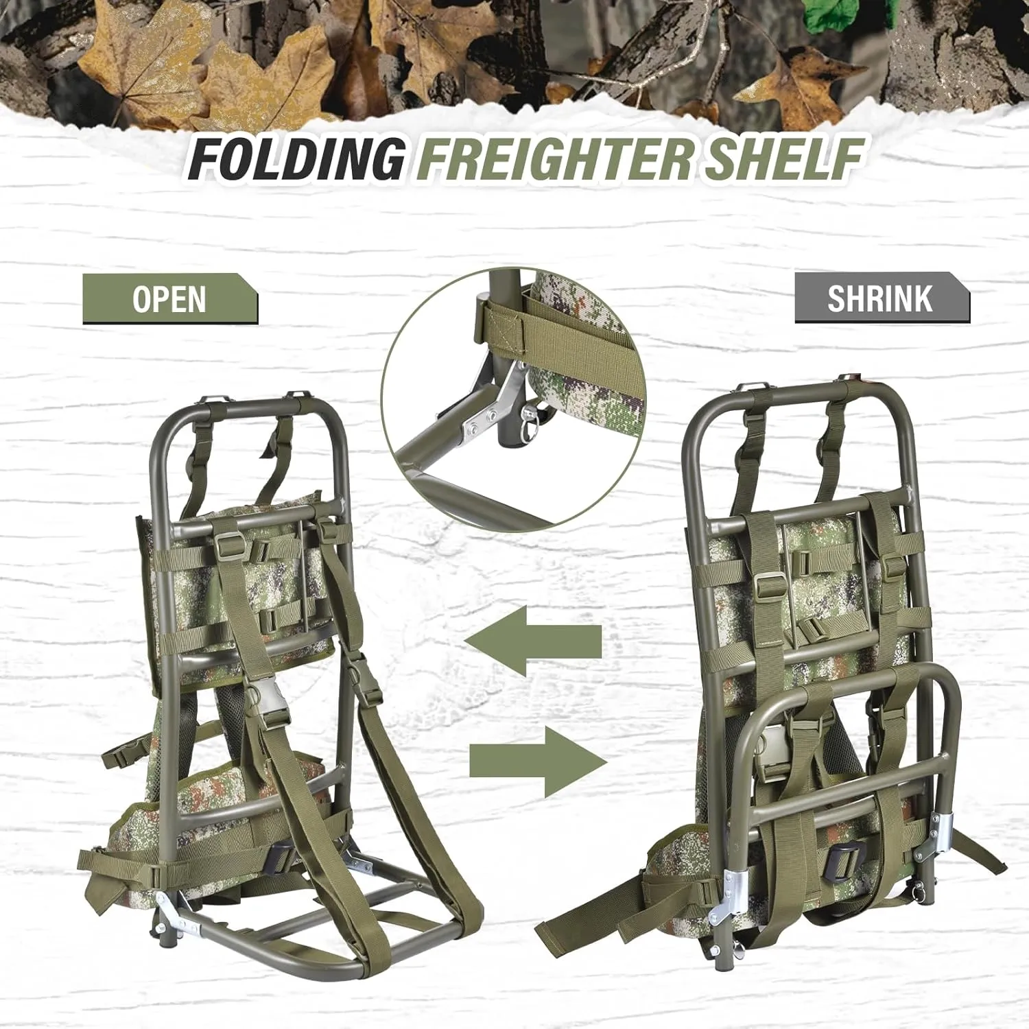 Pack Frames For Hunting, External Frame Backpack Load 132.3lb, External Frame Backpack With Adjustable Height For Extra Large Load Hunting Hiking Design