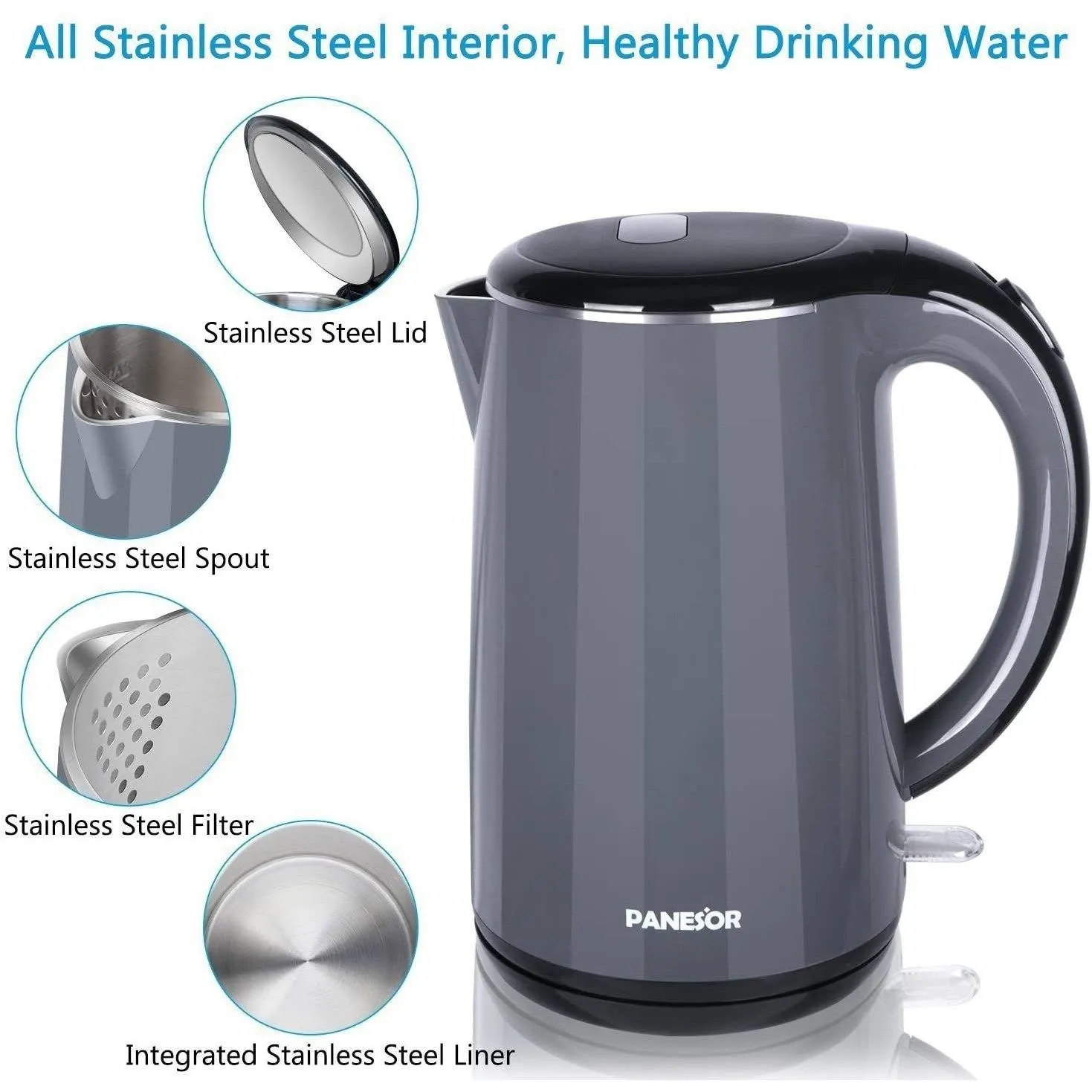 Panesor 1.7L BPA Free Cordless Electric Tea Kettle