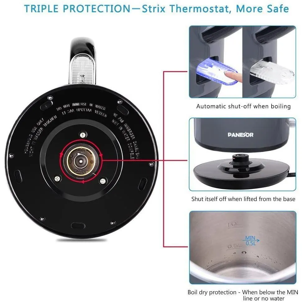 Panesor 1.7L BPA Free Cordless Electric Tea Kettle