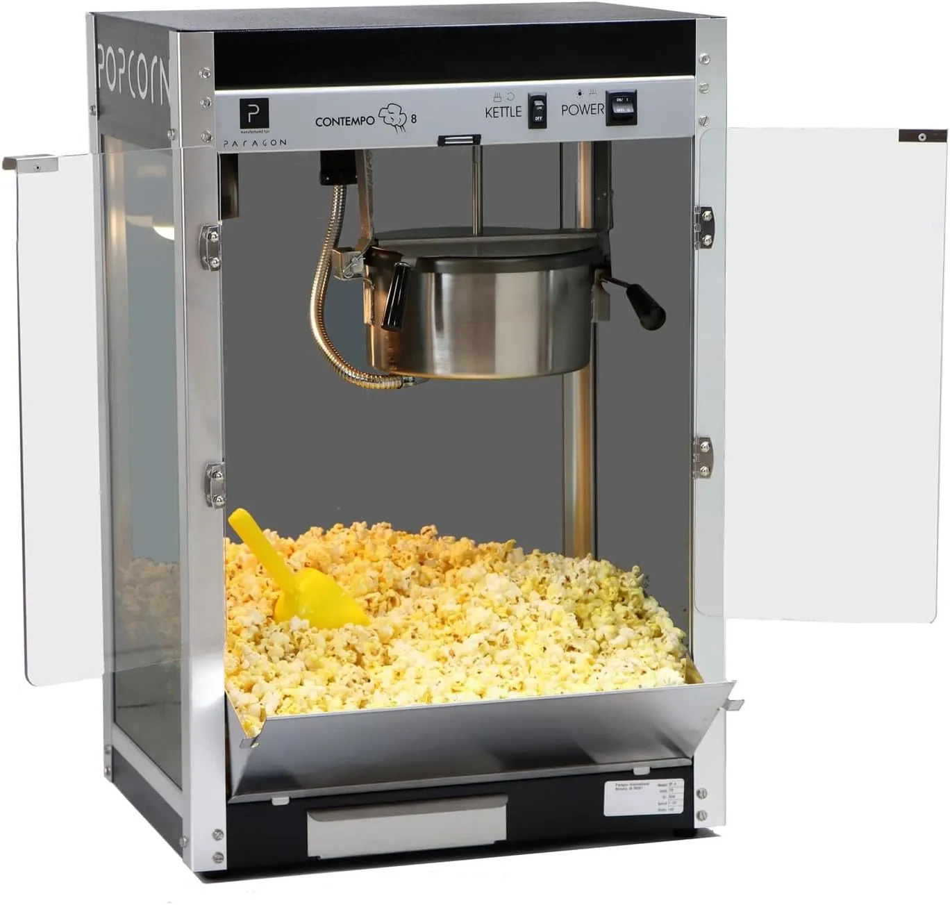 Paragon Contempo Pop 8 Ounce Popcorn Machine for Professional Concessionaires Requiring Commercial Quality High Output Popcorn Equipment, Black and Chrome