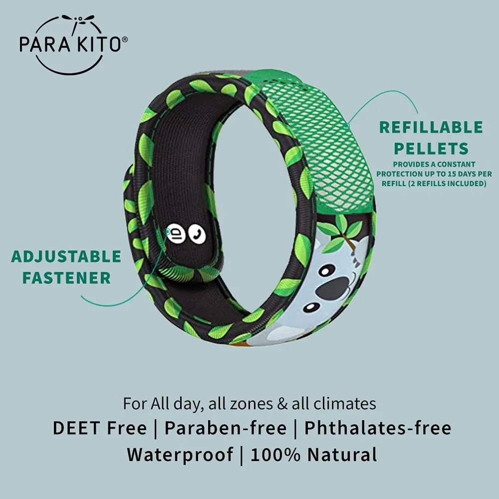 PARA'KITO Bug & Mosquito Bracelets for Kids | Mosquito Spray Alternative | Waterproof, Outdoor Insect Wristband w/Natural Essential Oils | Hiking, Trekking & Camping Accessories (Koala)