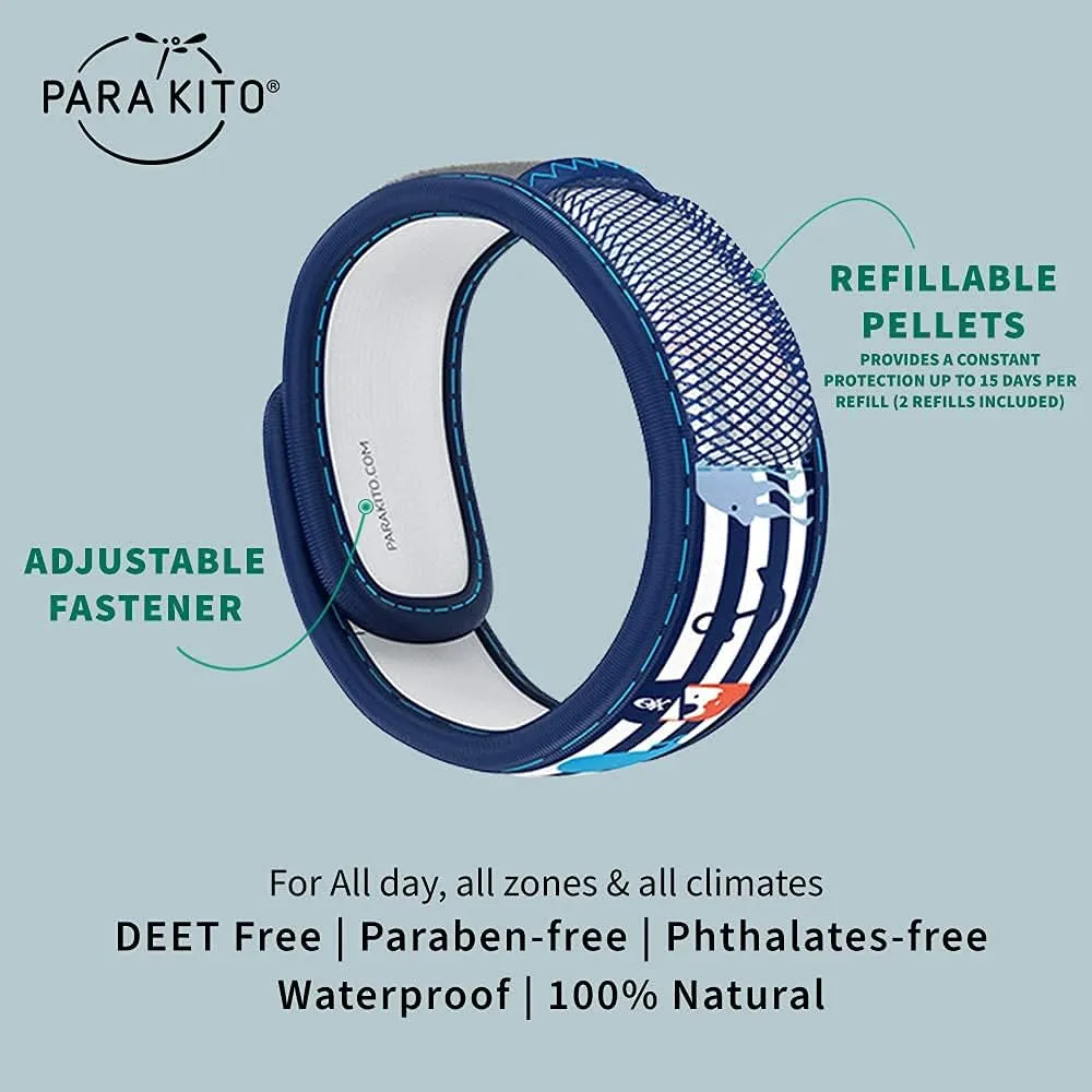 PARA'KITO Bug & Mosquito Bracelets for Kids | Mosquito Spray Alternative | Waterproof, Outdoor Insect Wristband w/Natural Essential Oils | Hiking, Trekking & Camping Accessories (Pirate)
