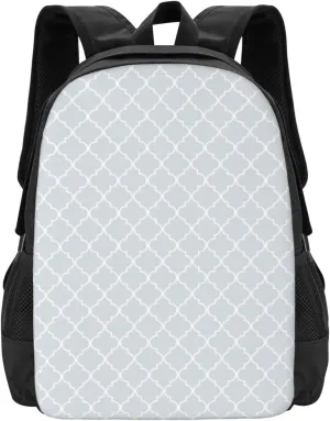 Pastel Blue Moroccan Quatrefoil Pattern Lightweight Packable Backpack Travel Casual Hiking Daypack Foldable Backpack For Men Women