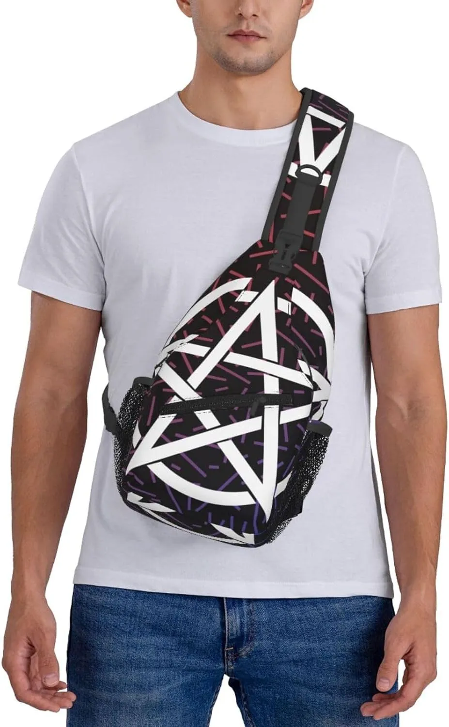 Pentagram Crossbody For Men Women Sling Chest Bag Shoulder Bag Lightweight One Strap Backpack Multipurpose Travel Hiking Daypack