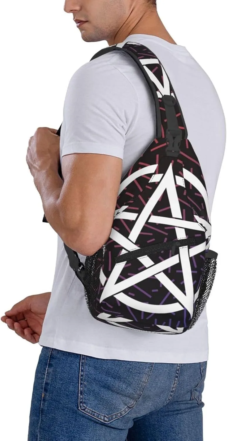 Pentagram Crossbody For Men Women Sling Chest Bag Shoulder Bag Lightweight One Strap Backpack Multipurpose Travel Hiking Daypack