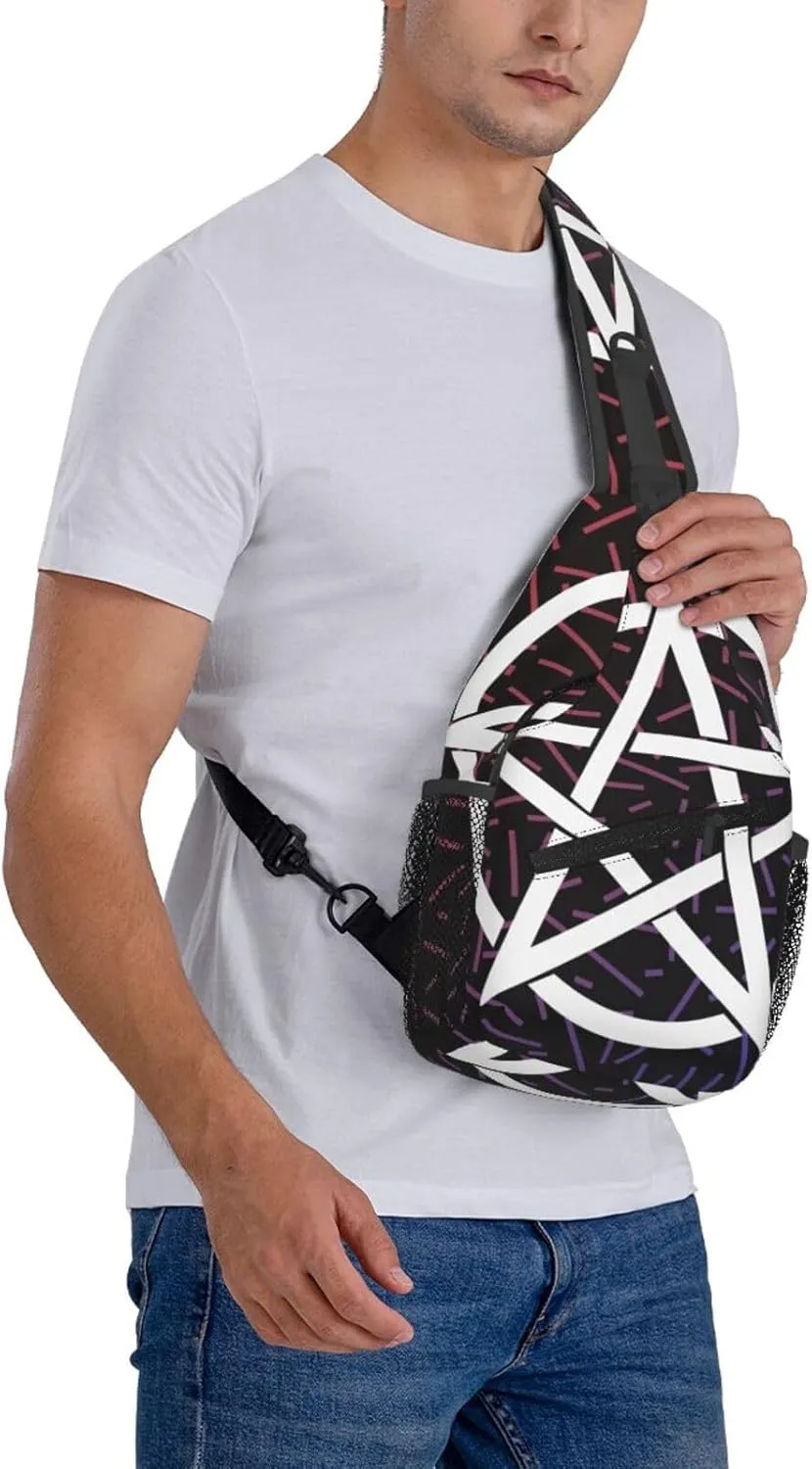 Pentagram Crossbody For Men Women Sling Chest Bag Shoulder Bag Lightweight One Strap Backpack Multipurpose Travel Hiking Daypack