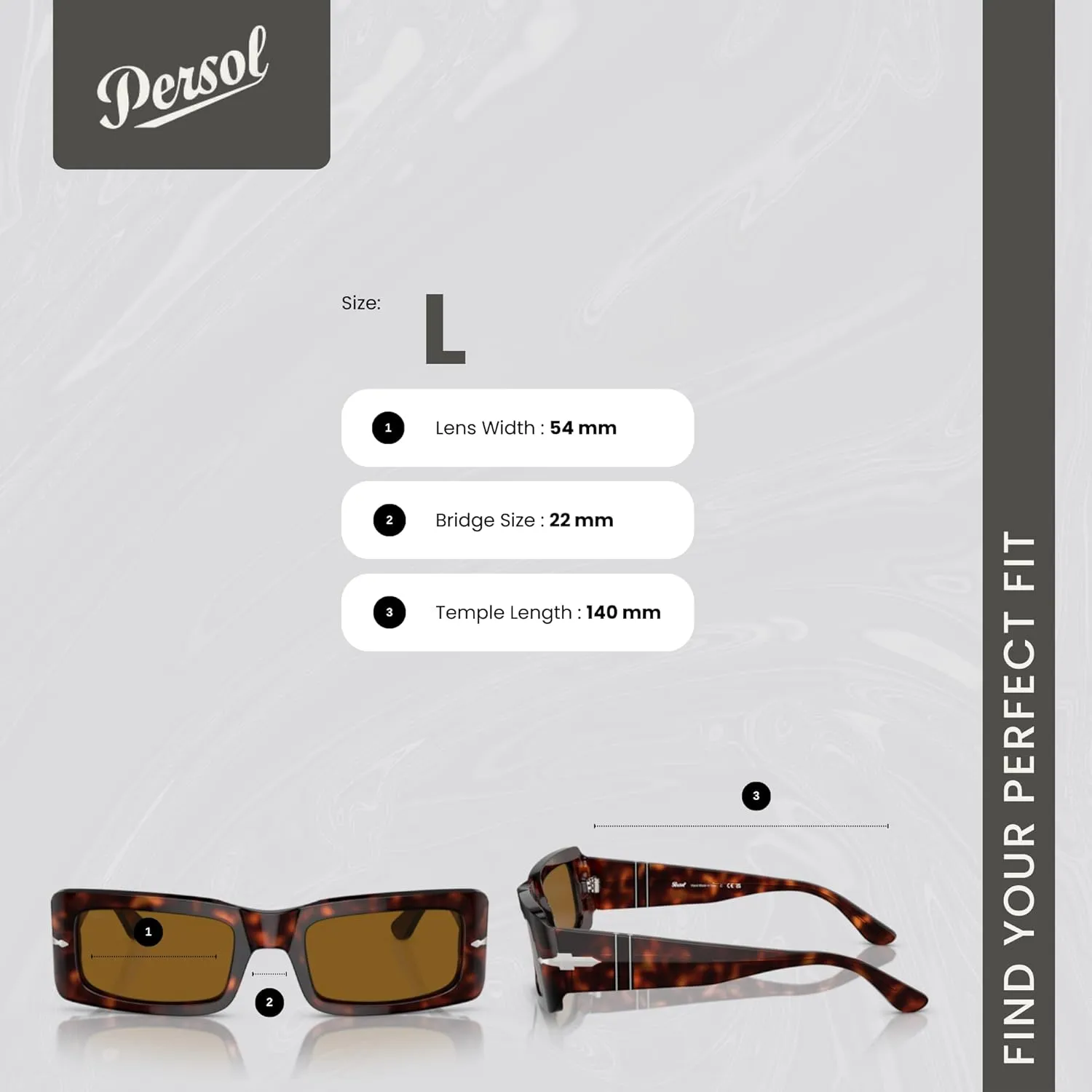 Persol Francis PO3332S Rectangle Sunglasses for Men for Women   BUNDLE With Designer iWear Complimentary Eyewear Kit