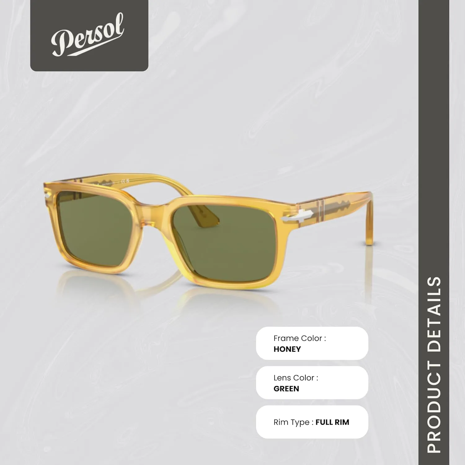 Persol PO3272S Rectangle Sunglasses for Men for Women   BUNDLE With Designer iWear Complimentary Eyewear Kit