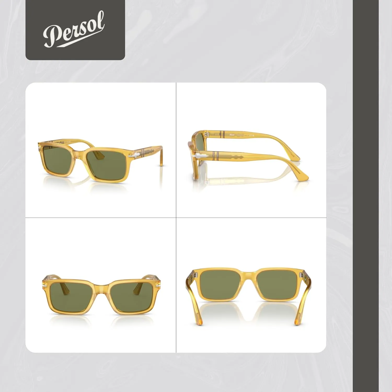 Persol PO3272S Rectangle Sunglasses for Men for Women   BUNDLE With Designer iWear Complimentary Eyewear Kit