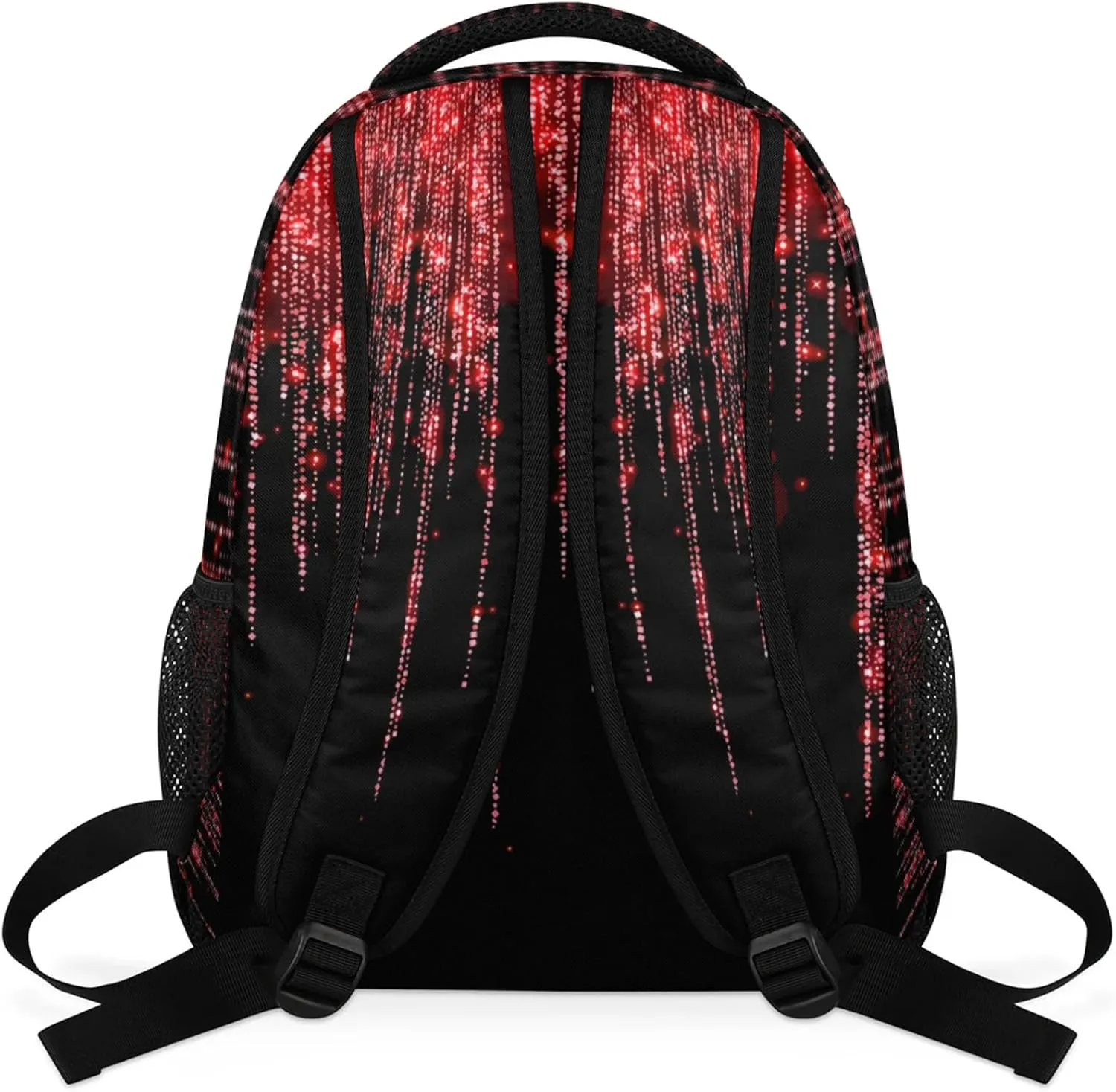 Personalized Backpack Cheer with Name Waterproof Large Bag for Birthday Holiday Gift, Romantic Red Glittering Printed with Black Background