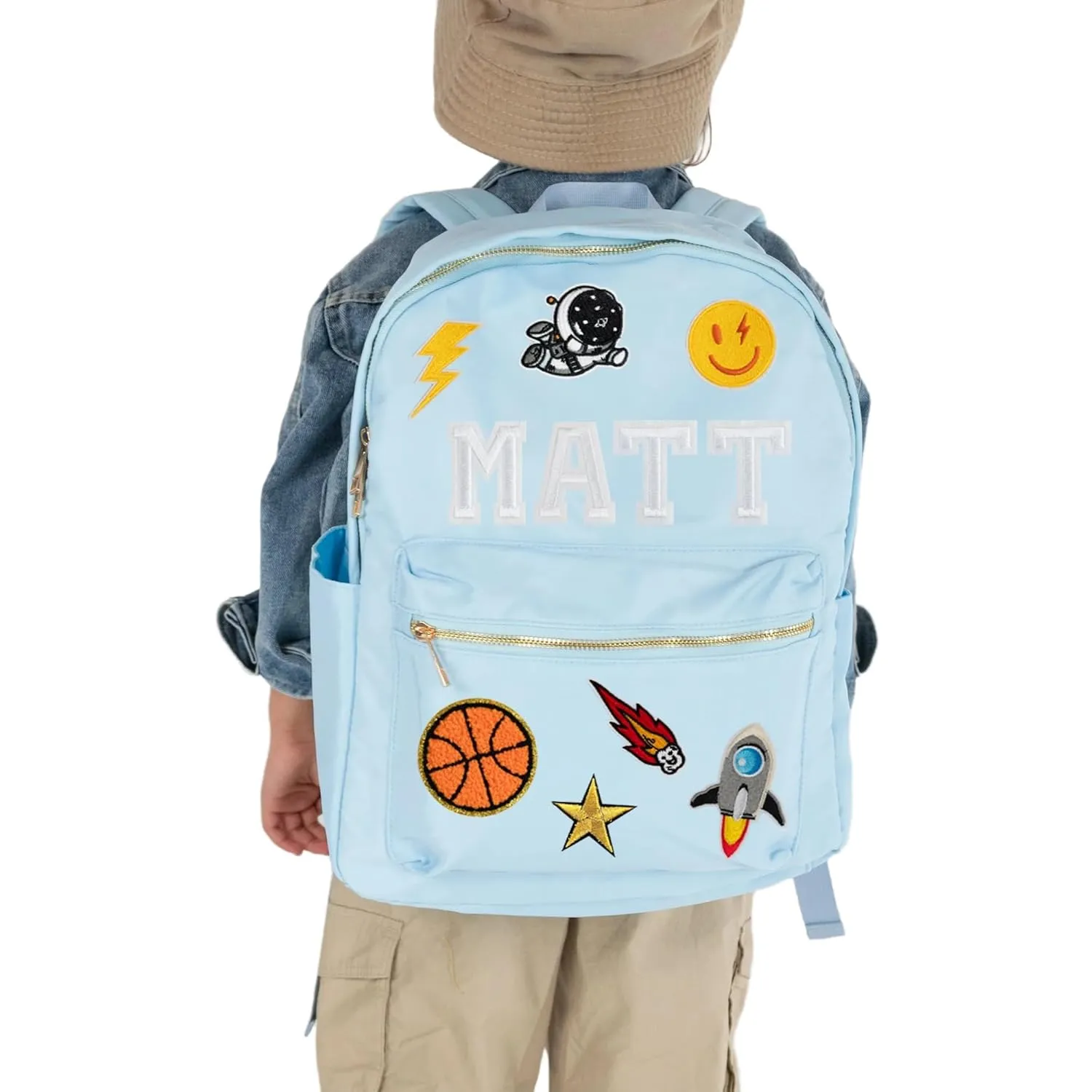 Personalized Backpack for Girls Boys Back to School Kids Preppy Backpack Custom Backpack With Name Patch Nylon Kids Bookbag Bag Birthday Christmas (Backpack, NylonPatch)