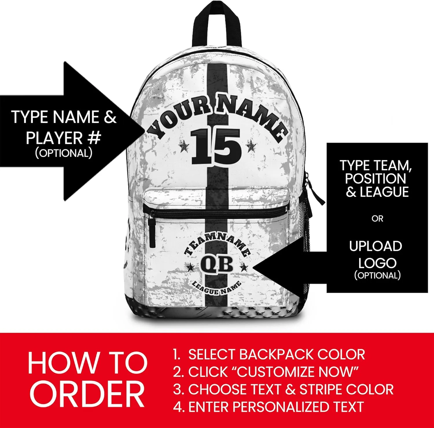 Personalized Sport Backpack Soccer, Basketball, Baseball, Football Team Gift: Name, #, Colors, Logo; Team Travel Bag (Blue Yellow)