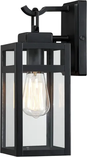 Pia Ricco Outdoor Wall Light, 14 Inch Black Outdoor Light Fixture, Exterior Waterproof Lighting Fixtures Sconce with Glass Shade, Porch Lights Wall Lantern for House, Garage, ETL Listed