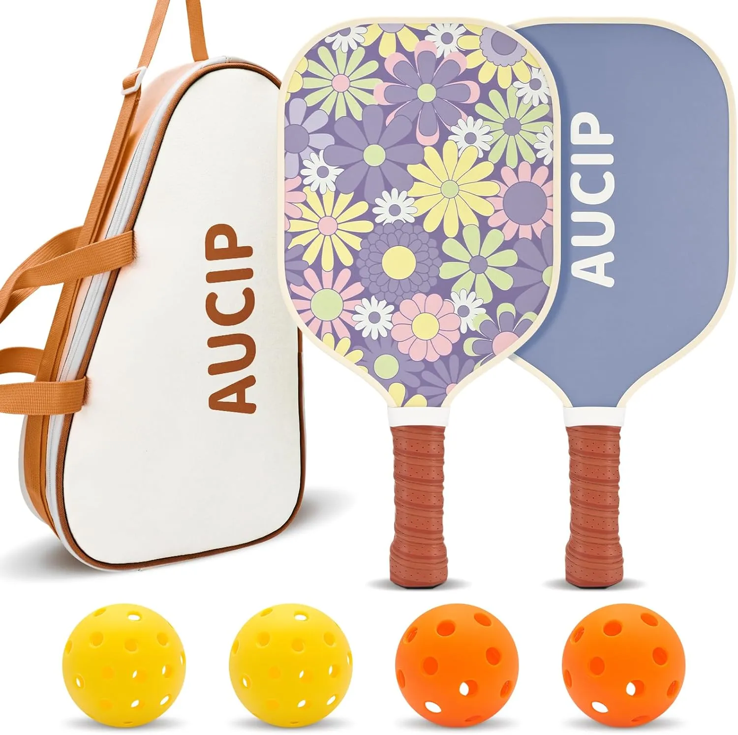Pickleball Paddles, USAPA Approved Cute Pickleball Paddles Set of 2, Polypropylene Honeycomb Core, Fiberglass Pickleball Set with 2 Pickleball Rackets, 4 Pickleball Balls, 1 Pickleball Bag for Women