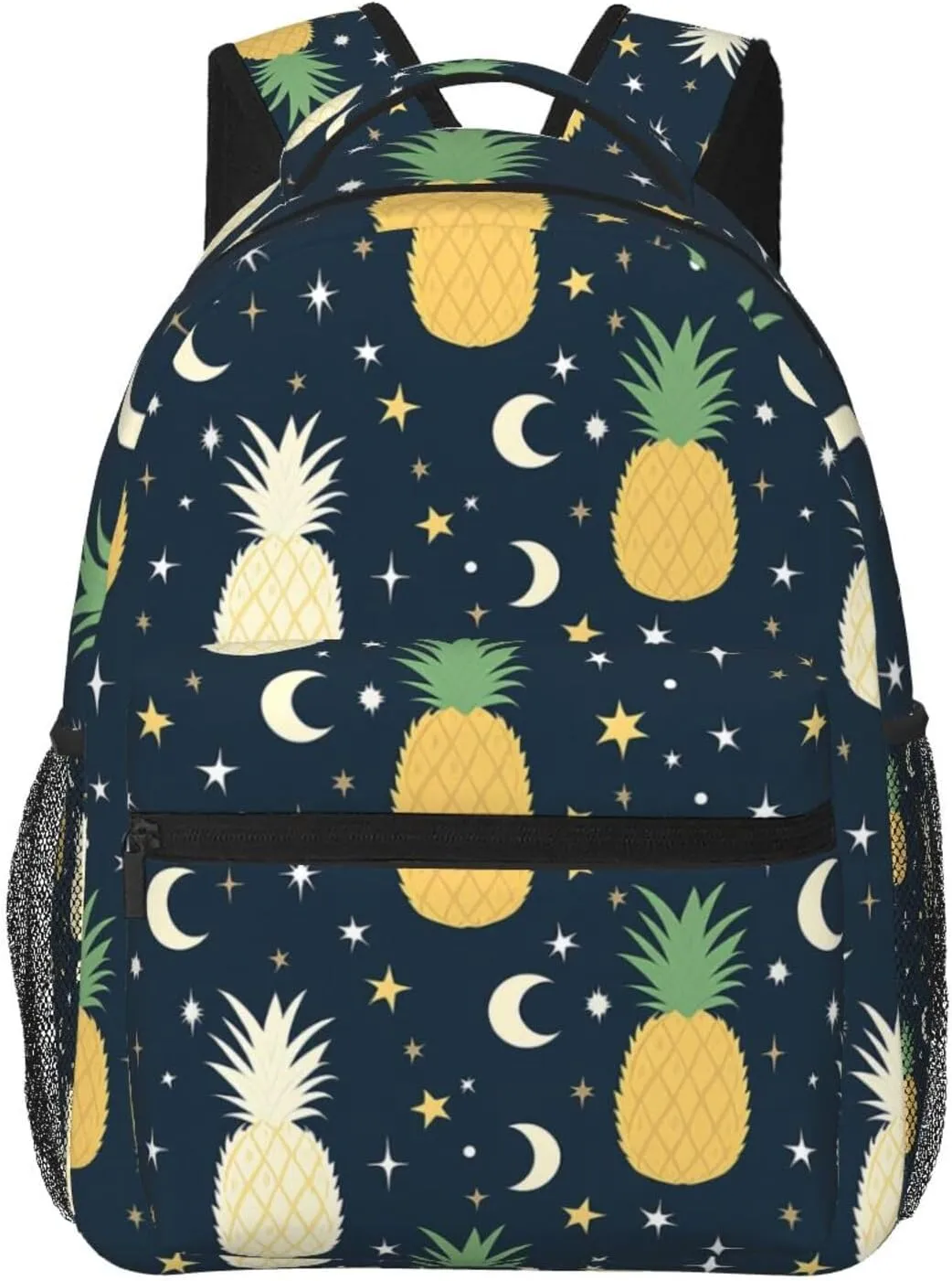 Pineapple Moon Stars Art Daypack Backpack Polyester Multipurpose Anti-Theft Shoulder Bag Big Capacity Gym Outdoor Hiking Backpack With Smooth Zippers