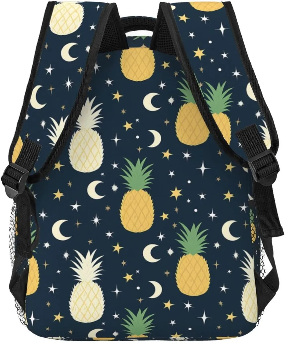 Pineapple Moon Stars Art Daypack Backpack Polyester Multipurpose Anti-Theft Shoulder Bag Big Capacity Gym Outdoor Hiking Backpack With Smooth Zippers