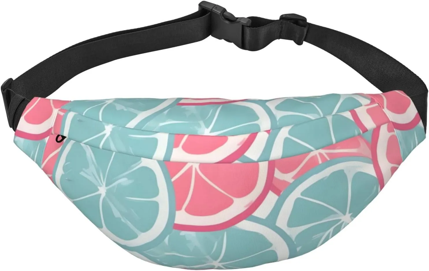 Pink Blue Citrus Slices Men'S And Women'S Waist Pack, Crossbody Bag With Adjustable Belt For Running, Traveling, Sports, Hiking