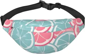 Pink Blue Citrus Slices Men'S And Women'S Waist Pack, Crossbody Bag With Adjustable Belt For Running, Traveling, Sports, Hiking